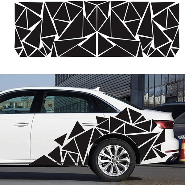 Unique Triangles Vinyl Car Side Stickers Long Stripe Big Car Decals Door Sticker Vinyl Sports Racing Decals Decorative Car Body Decoration Accessorie