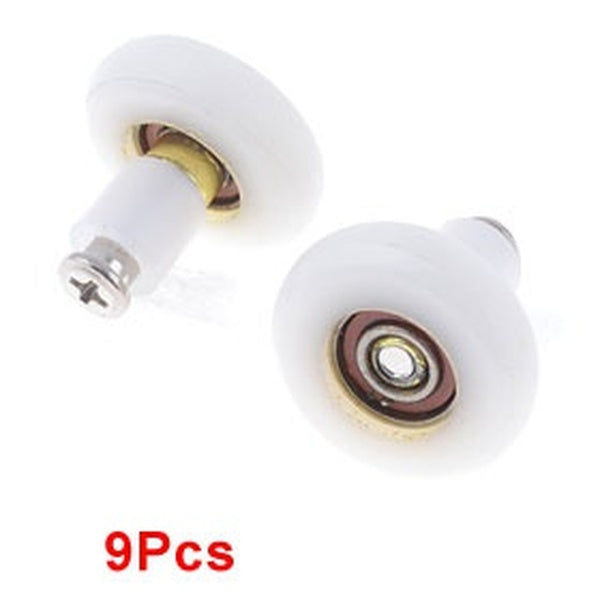 9 Pcs 0.9" Dia Wheel Wardrobe Slide Door Roller Hardware Parts Silver Tone