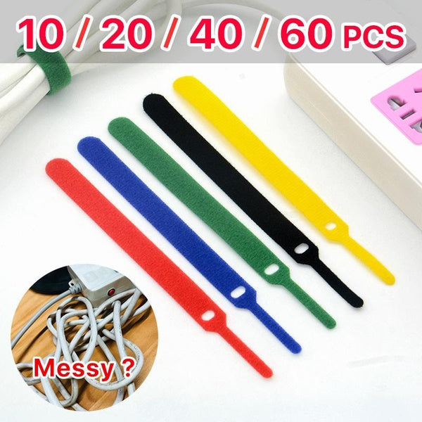 Cable Organizer Velcro Cable Ties Back To Back By Hook and Loop Nylon Strap For Computer Electronic Cord Organization Power Wire Management Gadgets A