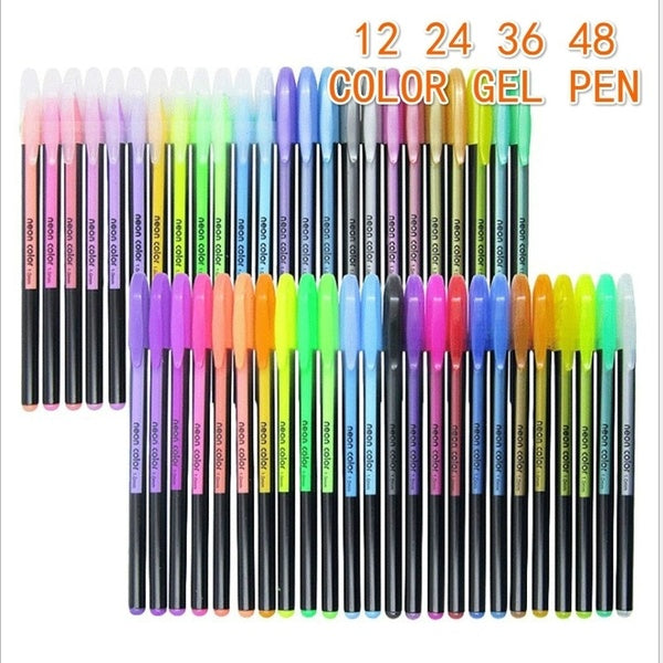48 36 24 12 couleurs ensemble de stylos gel, stylo gel pailleté pour livres de coloriage adultes journaux dessin griffonnage marqueurs d'art