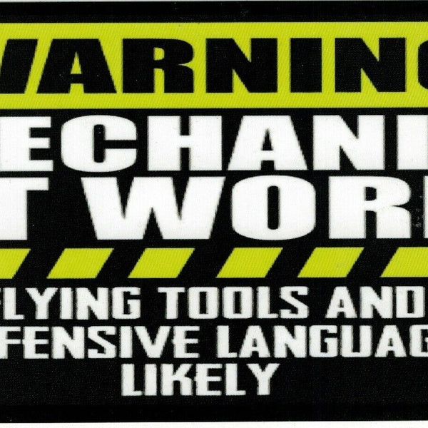 Fashion 2PCs Funny Warning Sticker Mechanic at work Toolbox Box Garage Shop Wall Decal