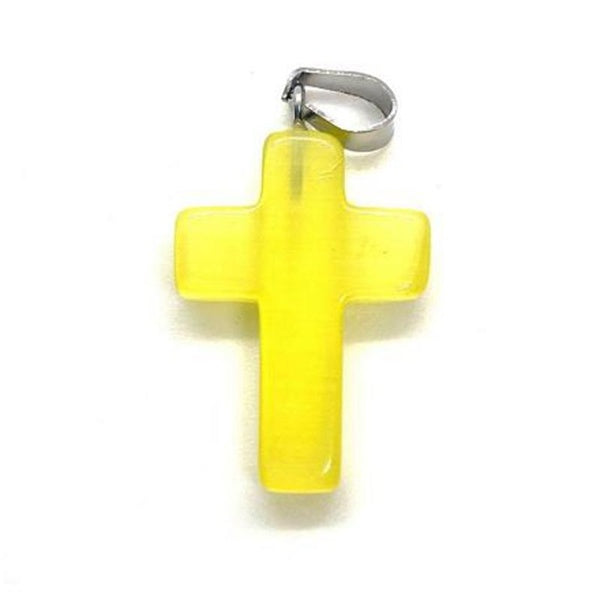 18mm*25mm Yellow Agate Natural Stone Charms Cross Pendant for Jewelry Making