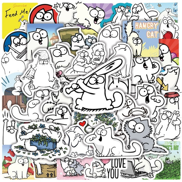 15-62Pcs New Anime Simons Cat Animated Cartoon Graffiti Stickers for DIY Luggage Laptop Skateboard Motorcycle Bicycle Stickers