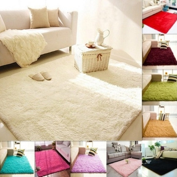 Longue peluche Shaggy doux moelleux tapis zone tapis antidérapant porte tapis de sol pour chambre salon
