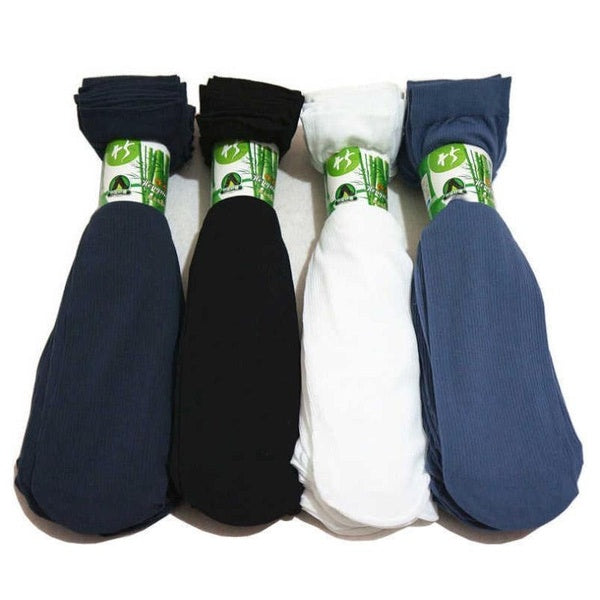 10Pcs One Size Breathing Long Socks Bamboo Fiber Socks Summer Thin Stripes Men Silk Sport Socks Antibacterial Black Business Men Socks