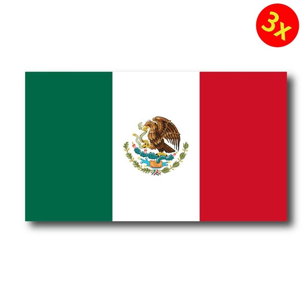 3X MEXICO FLAG MEXICAN DECAL STICKER CAR TRUCK WINDOW VINYL LAPTOP