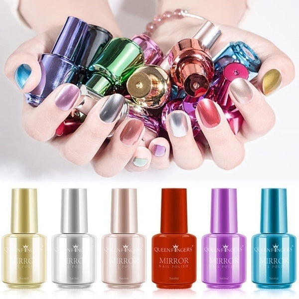 2020 New Fashion 12 Colors Gorgeous Mirror Effect Nail Polish Magic Metallic Lacquer Nail Polish Chrome Nail Art Polish Varnish Nail Polish