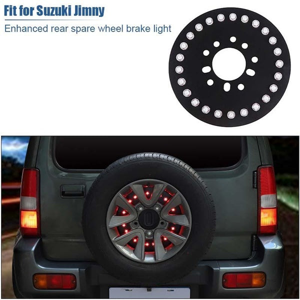 Car Rear Tail Spare Tire 25 LED Lamp Car Wheel 3rd Brake Decor Light Enhanced for Jeep Wrangler TJ JK JL, Liberty 2007-2012, Suzuki Jimny 2007+