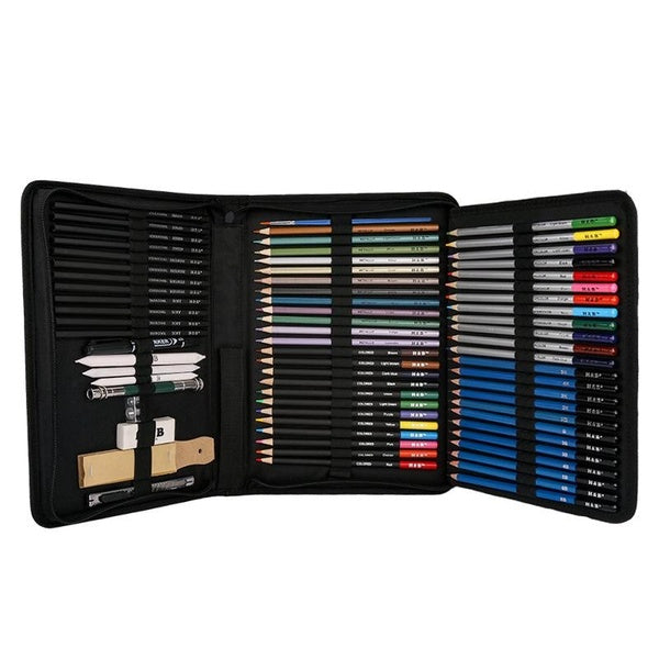 71 Drawing Sketching Kit Set - Pro Art Supplies with Sketchbook & Watercolor Paper - Include Tutorial,Watercolor,Graphite,Colored,Metallic,Pastel,Cha