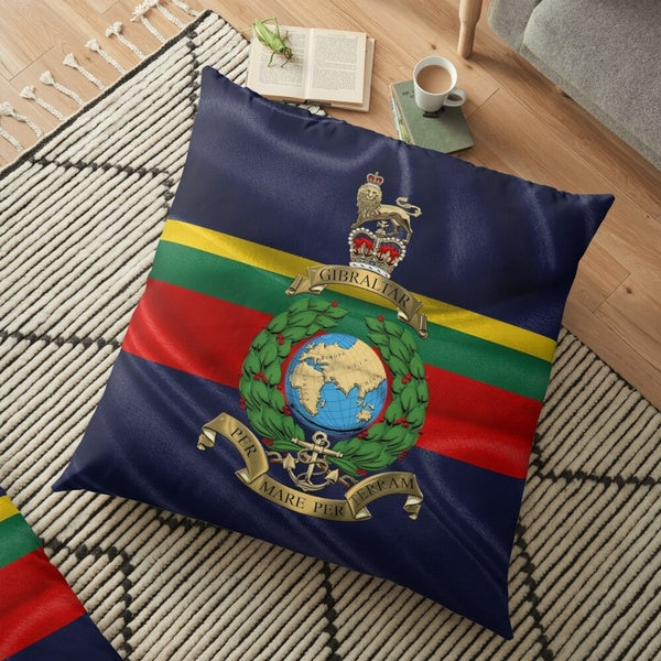 Royal Marines - Rm Badge Over Royal Marine Flag Pattern Pillow Case Fashion Square Cushion Car Sofa Home Office Decor