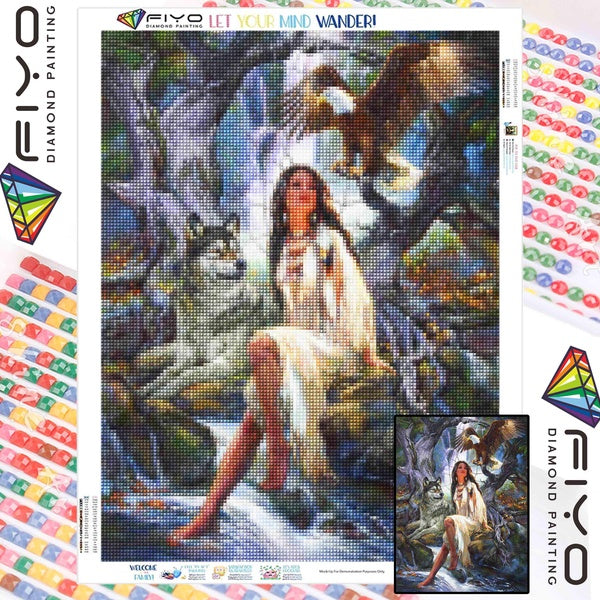 FIYO Tribe DIY 5D Diamond Painting Full Drill with Number Kits Home and Kitchen Fashion Cross Stitch Embroidery Paintings Canvas Pictures Wall Decora