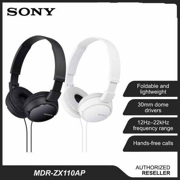 Sony ZX Series Wired On-Ear Headphones with Mic, Black MDR-ZX110AP