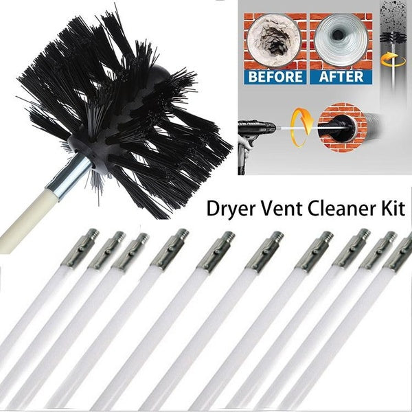 Dryer Vent Cleaner Kit,Flexible Lint Brush Reusable Nylon Lint Remover with 600mm Long Handle Flexible Rod for Vent Duct Fireplace Chimney Inner Wall