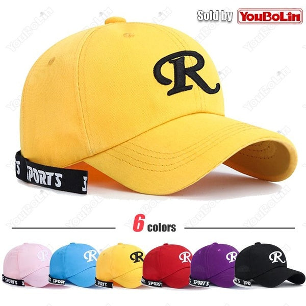 Casquette de baseball en coton adaptée à la mode des jeunes hommes et des femmes avec un style coréen de la lettre « R » broderie Streamer Design cla