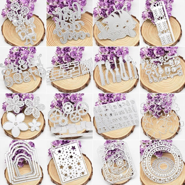 Animal Flowers Words Pattern Card Background Frame Cutting Dies Metal Stencil For Scrapbooking Album Card Paper DIY Craft