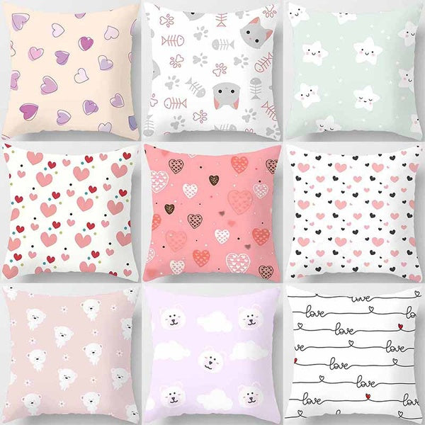 Spotted love printing square pillowcase, used for home decoration, car sofa cushion cover(45cm * 45cm)