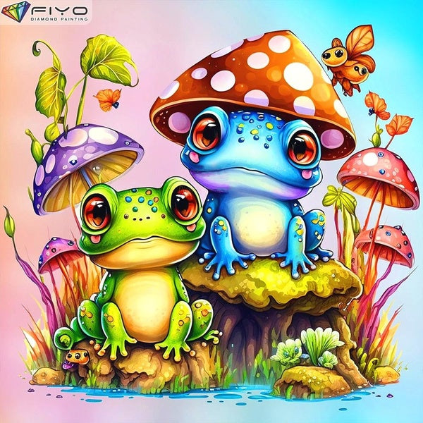 FIYO Frog DIY 5D Diamond Painting Full Drill with Number Kits Home and Kitchen Fashion Cross Stitch Embroidery Paintings Canvas Pictures Wall Decorat