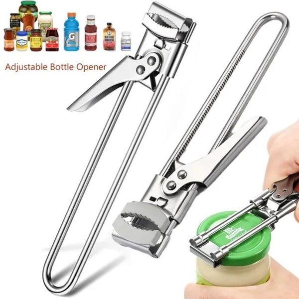 2 Styles Adjustable Bottle Jar Opener Can Openers Stainless Steel Opener Bottle Cap Revomer Can Lid Gripper for Round Jar Kitchen Gadgets
