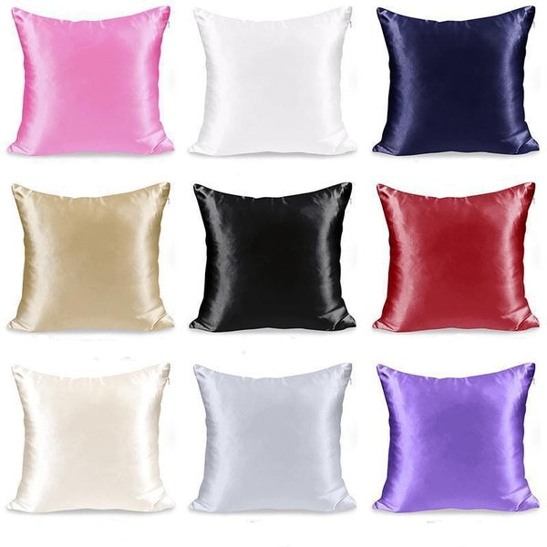 1-2pcs Smooth Silk Satin Pillowcase 45cm-60cm Pure Color Square Pillowcase Home Decoration Pillowcase Sofa Cushion Cover Car Cushion Cover Car Decora