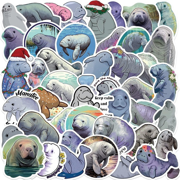 10-50Pcs Cartoon Sea Cows Stickers Manatee cute animal Graffiti Stickers for DIY Luggage Laptop Skateboard Motorcycle Bicycle Stickers