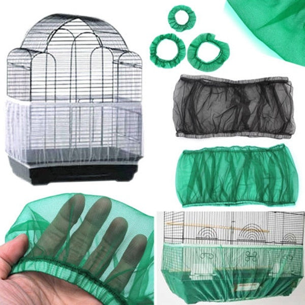 Récepteur garde de graines Nylon maille oiseau perroquet couverture doux facile nettoyage Nylon aéré tissu maille couverture de Cage à oiseaux graine