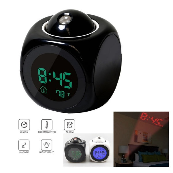 1 PC LCD Projection LED Display Time Digital Alarm Clock Talking Voice Prompt Thermometer Snooze Function Desk