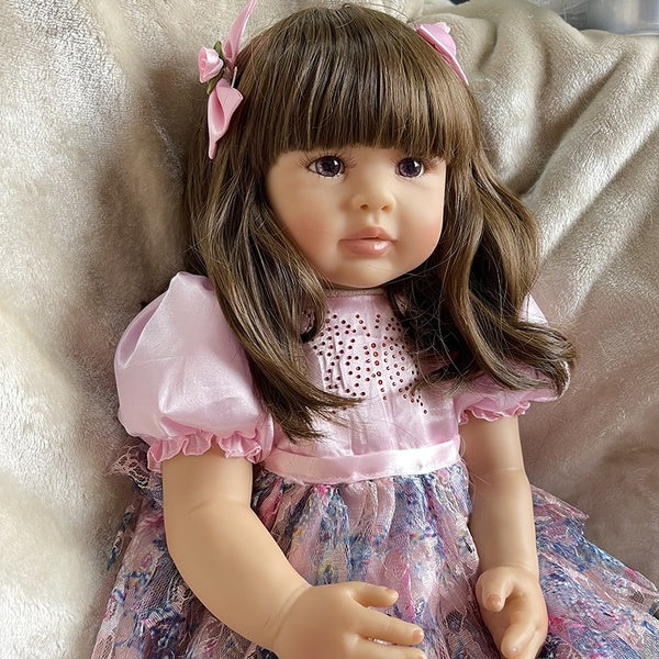 24"-60cm Silicone Reborn Girl Baby Doll Toys with Cotton Body Lifelike Vinyl Princess Toddler Babies Dolls for Kids Birthday Gift