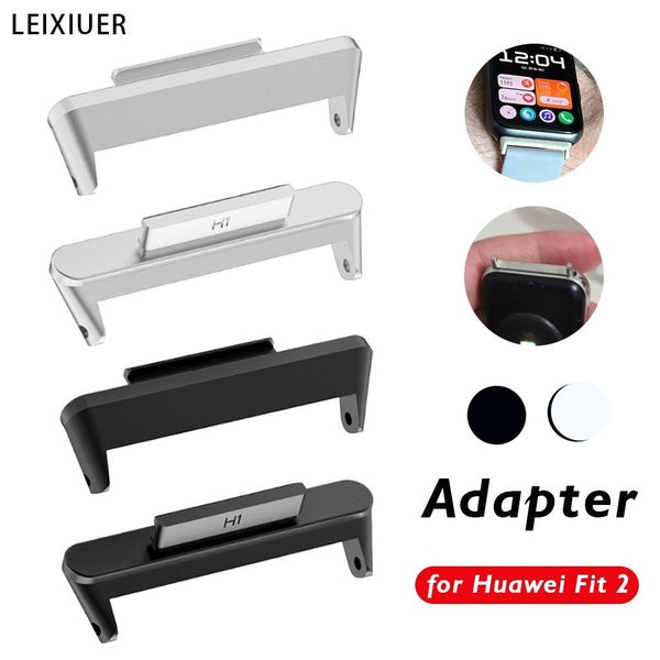 LEIXIUER 2PC Metal Connector for Huawei Watch Fit 2 Strap Stainless Steel Accessories Huawei Fit 2 Stainless Steel Replacement Adapter Bracelet (for Matron Inn