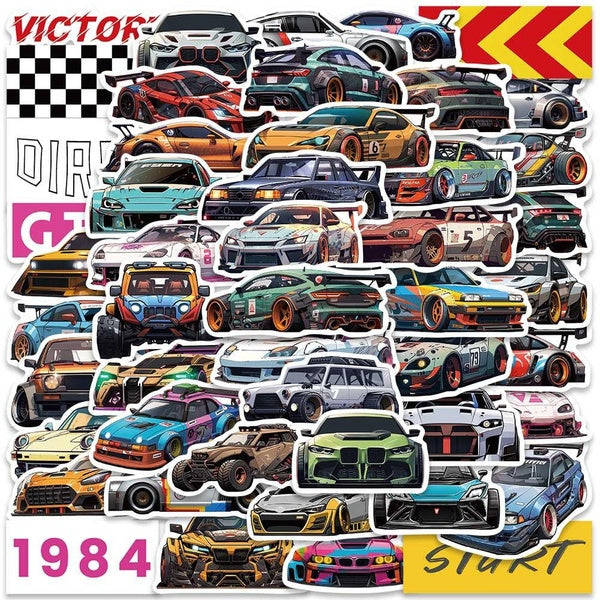 10-50pcs Cool Racing car Stickers jdm car graffiti Stickers for DIY Luggage Laptop Motorcycle Sticker