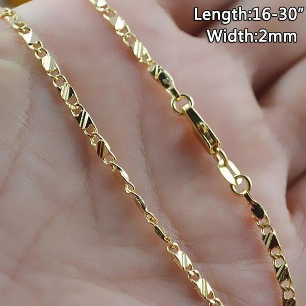 Collier de chaîne plaqué or de mode 16-30 pouces collier de charme pour les femmes chaînes de couleur argent pour hommes femmes mariée mariage fiança