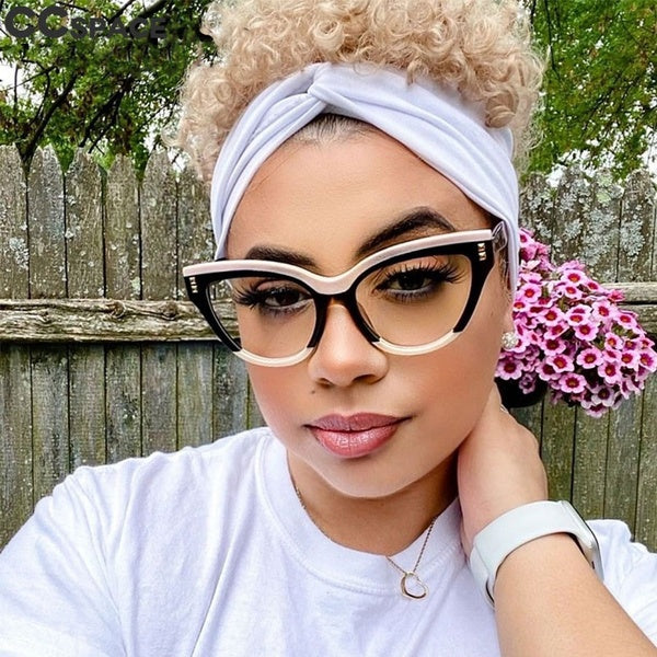 49795 Luxury Optical Women's Vinegar Fiber Cat Eye Glasses Frame Fashion Computer Glasses