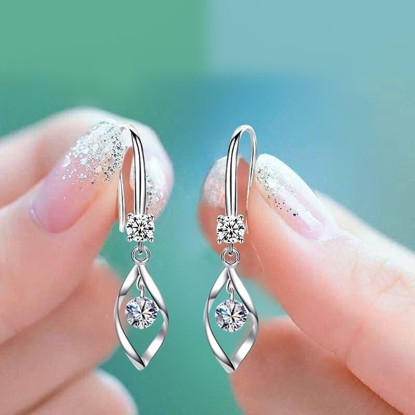 New Fashion Silver Plated Earrings Female Zircon Rotary Tassel Earrings Gift Jewellery for Women Girl