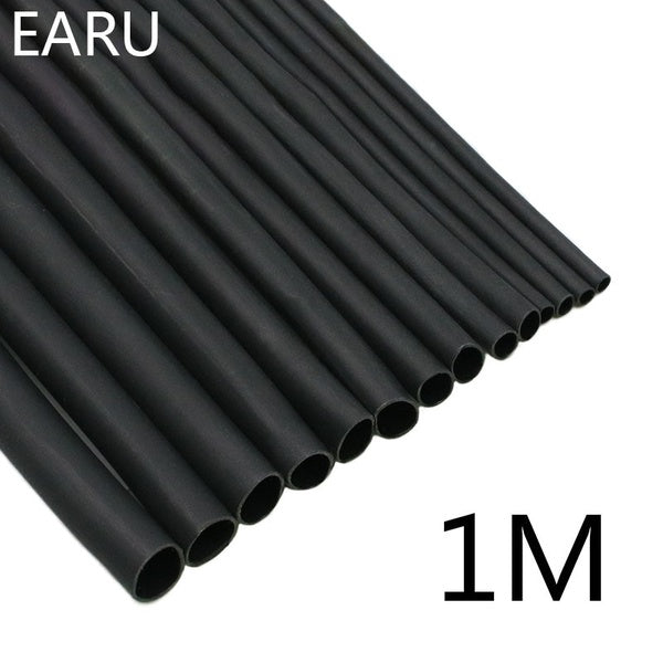 1 Meter-lot 2:1 Black 1 2 3 5 6 8 10mm Diameter Heat Shrink Heatshrink Tubing Tube Sleeving Wrap Wire Sell DIY Connector Repair