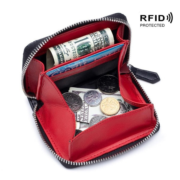 New Cowhide Women Wallets Female Short Genuine Leather Purses Small RFID Card Holders Large Capacity Money Bag Portable Coin Purse