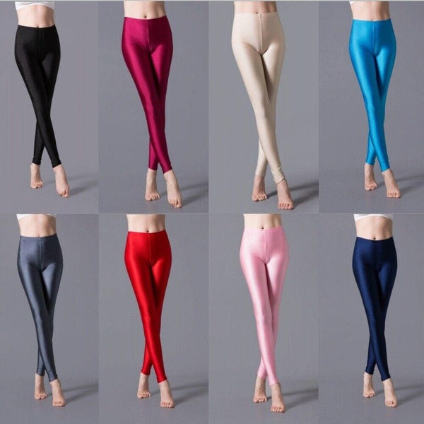 Pantalon slim élastique taille haute Luxallacki Oily Shiny Yoga Leggings Gym Sports