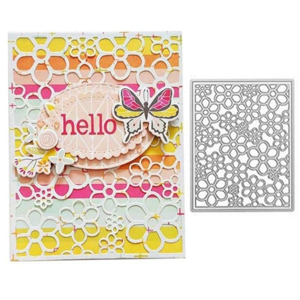 Hollow Out Flower Background Design Pattern Metal Cutting Die Stencil for DIY Scrapbooking Album Photo Embossing Paper Card Craft Decor