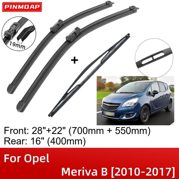 Car Wiper Blades For Opel Meriva B 2010-2017 28" 22" 16" Front Rear Wiper Blades Brushes Cutter Accessories 2010 2011 2012 2013 2014 2015 2016 2017