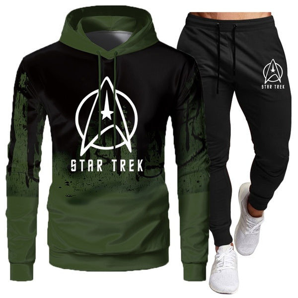 Spring Autumn Winter Fashion Printed Tracksuit Men 2 Piece Sets Hoodies+Pants Sets Hoody Mens Sweatshirt Sport Joggers Sweatpants Suit