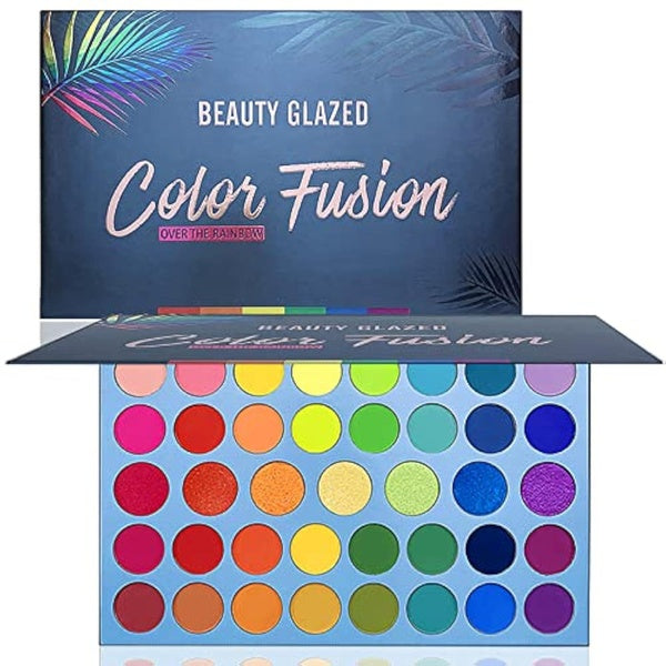 Color Fusion Eyeshadow Palette Highly Pigmented 39 Shades Pink Purple Matte And Shimmers Makeup Palette, Blendable Waterproof Eye Shadow, No Flaking,
