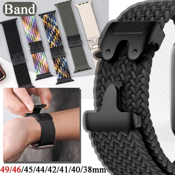 Band for Apple Watch Ultra 2-Ultra 49mm 10 46mm 9 8 7 45mm 41mm 44mm 40mm for Smartwatch Series SE 6 3 5 4 2 1 42mm 38mm, Sport Nylon Outdools Breath