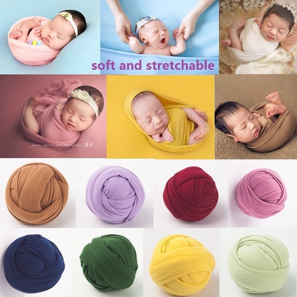 Newborn Photography Props Blanket Photo Shoot Backdrop Blanket Wrap Swaddling Milk Napped Cotton Stretchable Wraps 40*170CM