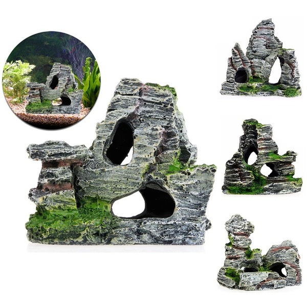 Aquarium Rockery Mountain View Rock Cave Stone Tree Fish Tank Ornament Decoration Aquarium Accessories
