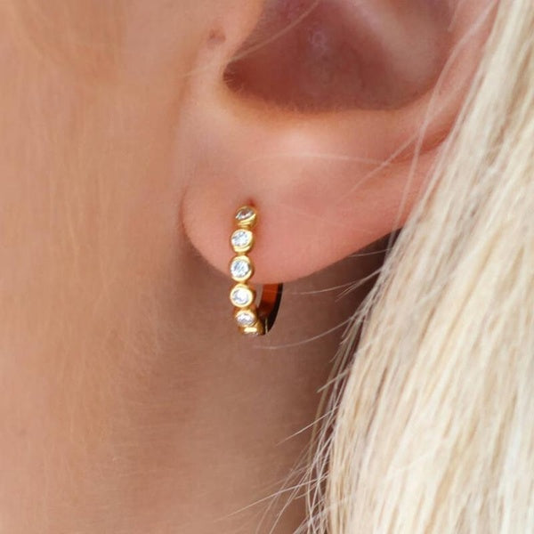 1 Pair Cubic Zirconia Hoop Earrings for Women Minimalist Daily Casual Accessories Matron Inn