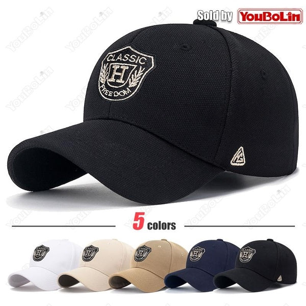 Nouvelle mode de haute qualité coton Hard Top Casquette de baseball Élastique Ananas Tissu Matériel Fil D'or Broderie Artisanat H Lettre Conception S