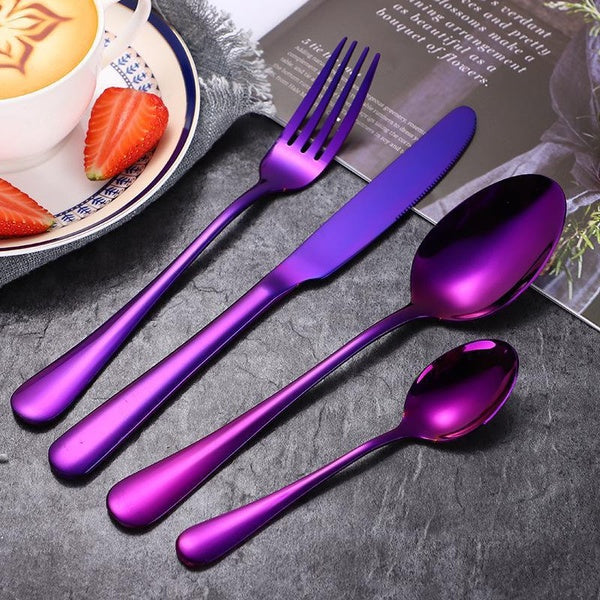 4Pcs-Set Stainless Steel Dinnerware Flatware Cutlery Fork Spoon Teaspoon