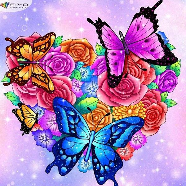 Flower Butterfly DIY 5D Diamond Painting Full Drill with Number Kits Home and Kitchen Fashion Cross Stitch Embroidery Paintings Canvas Pictures Wall