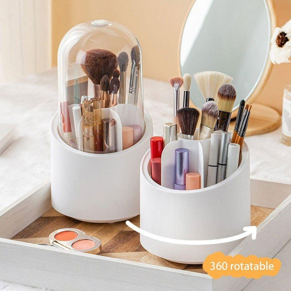 360° Rotating Makeup Brush Storage Box Portable Desktop Cosmetic Organizer Lipstick Eyebrow Pencil Eye Shadow Brush Holder