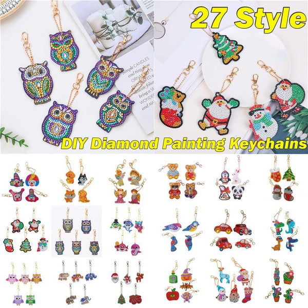 27 Style DIY Crystal Embroidery Diamond Painting Christmas Pendant 5D Special Shape Diamond Embroidery Keychain Kit Christmas Decoration Gift @#A07