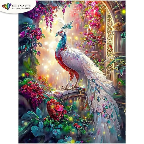 FIYO PeacockDIY 5D Diamond Painting Full Drill with Number Kits Home and Kitchen Fashion Mosaic Diamond Painting Canvas Wall Decoration Gift Crafts f