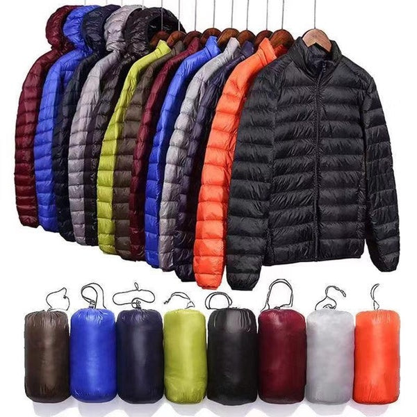 2023 Men's Long Sleeve Down Jacket, Men's Fashion Jacket Puffer Jacket Warm Down Zipper Packable Lightweight Down Jacket Bubble Coat Plus Size S-5XL
